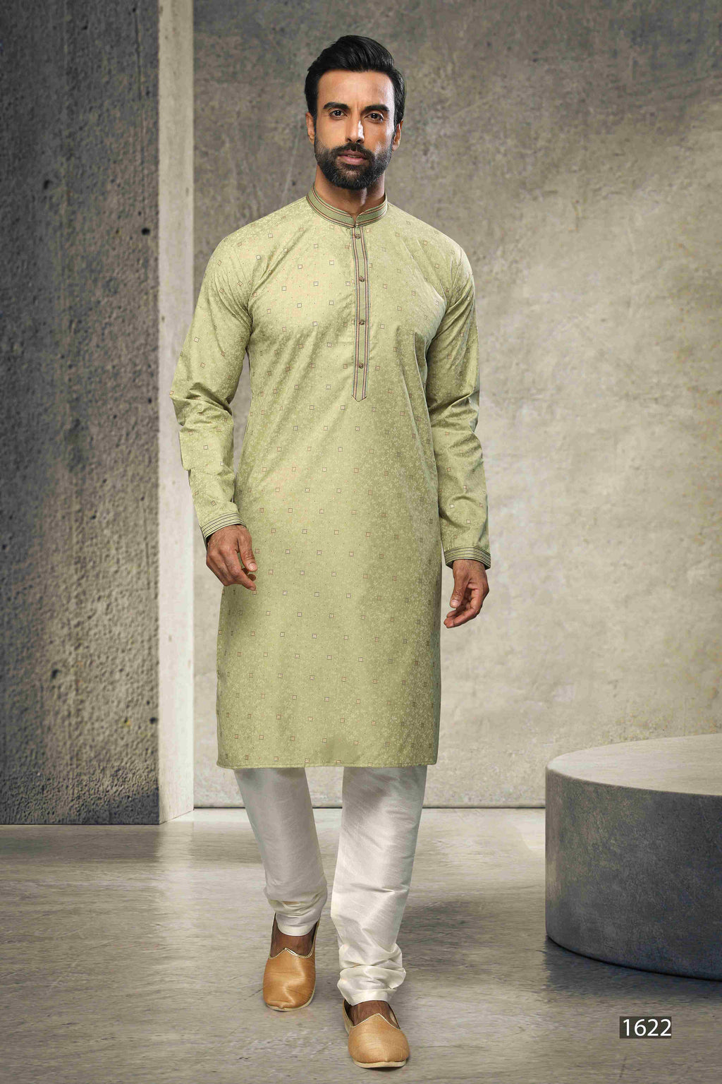Raivat Ethnic Cotton Printed Work Kurta Pajama In Light Green Colour