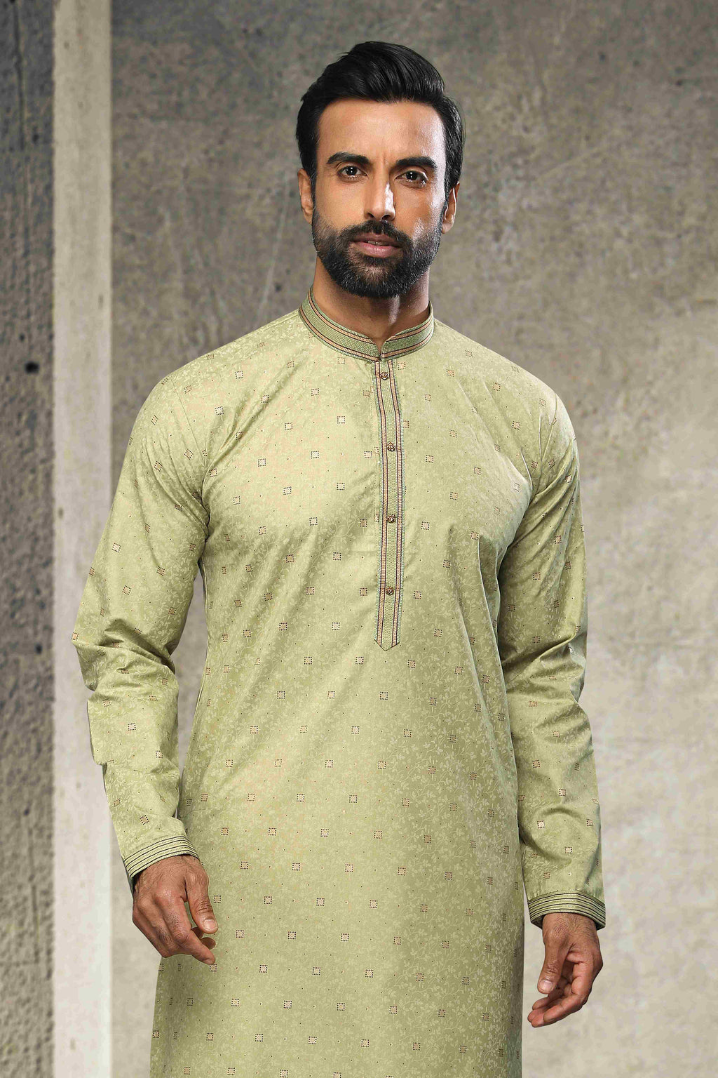 Raivat Ethnic Cotton Printed Work Kurta Pajama In Light Green Colour