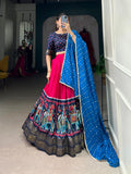 Lorenvalley Pink Dola Silk Patola Print and foil work Lehenga Choli with Dupatta