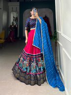 Lorenvalley Pink Dola Silk Patola Print and foil work Lehenga Choli with Dupatta