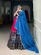 Lorenvalley Pink Dola Silk Patola Print and foil work Lehenga Choli with Dupatta