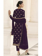 Myra Wine Jacket style Heavy Embroidered Suit