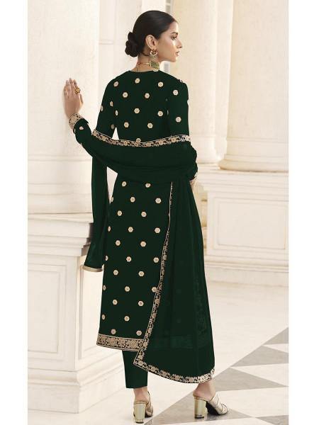 Myra Deep Green Jacket style Heavy Embroidered 