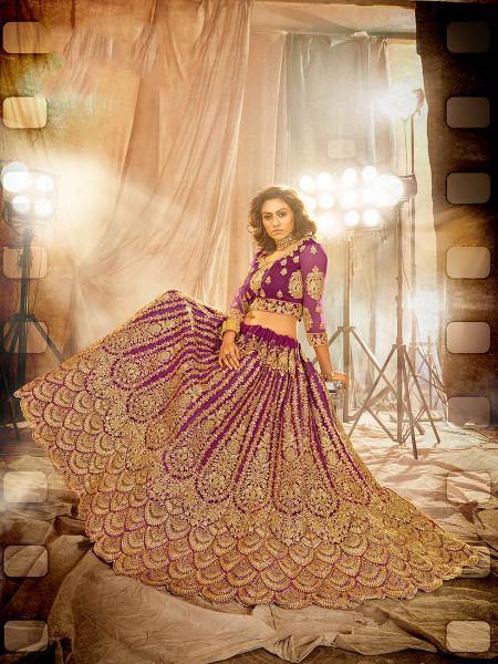 Myra Wine Heavy Embroidered Net Lehenga