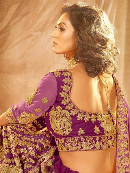 Myra Wine Heavy Embroidered Net Lehenga