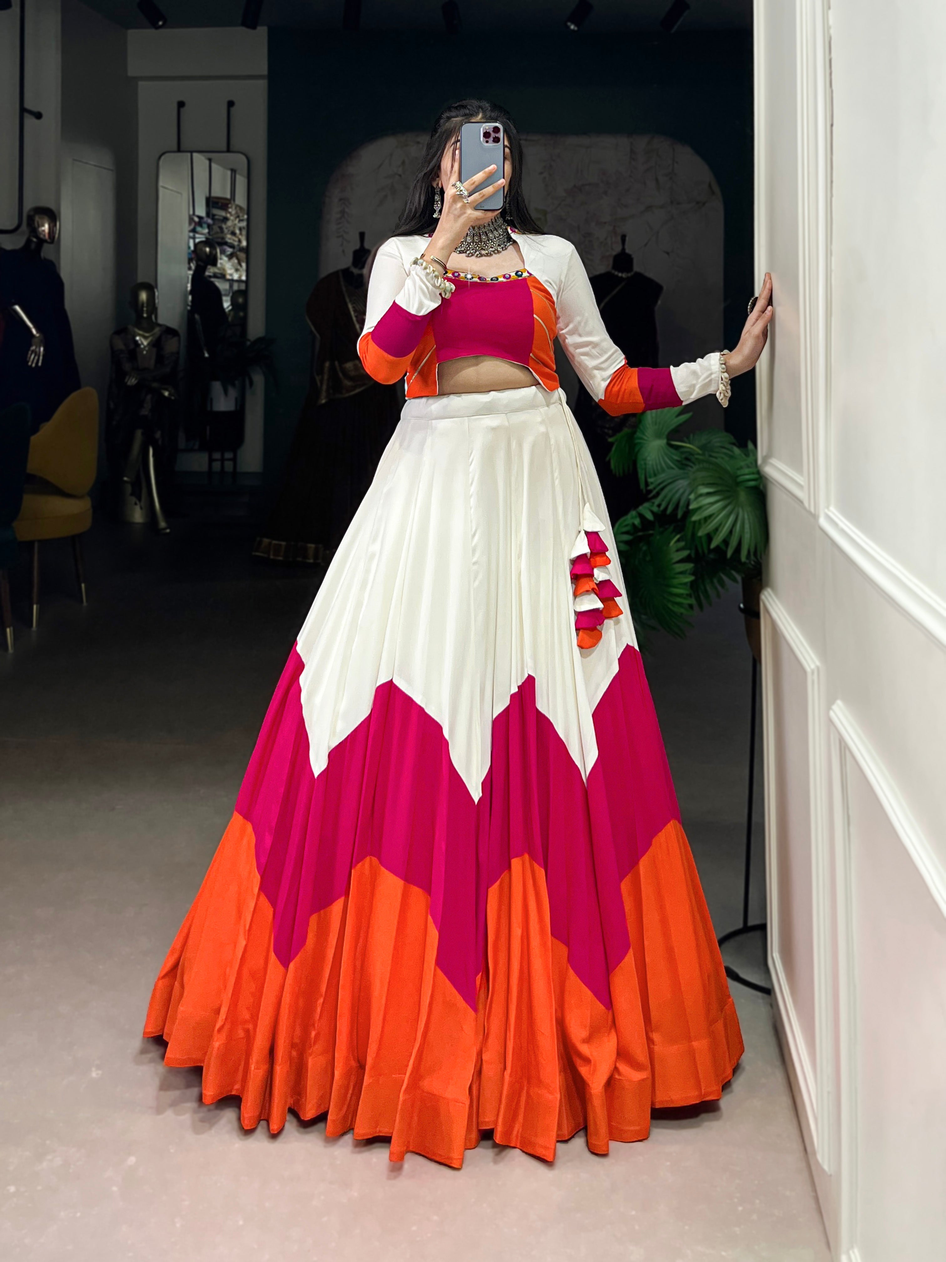 Lorenvalley Pure Rayon Plain Stitched With Canvas And Full Inner Lehenga Choli