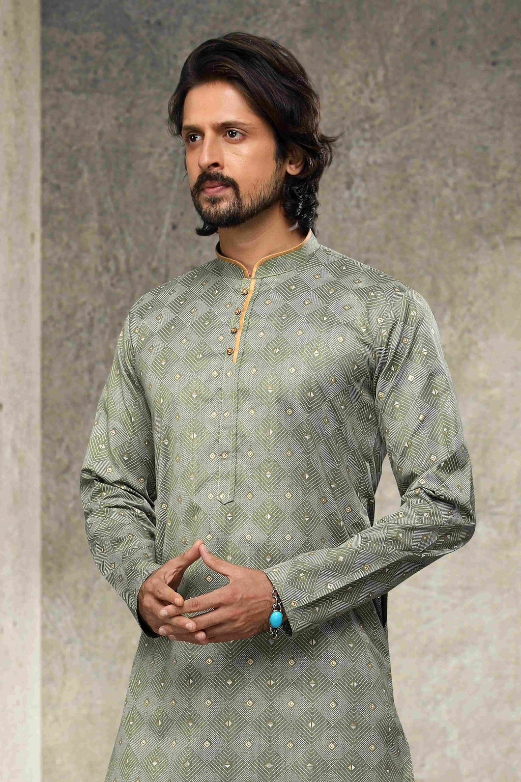 Raivat Ethnic Cotton Printed Work Kurta Pajama In Pastel Green Colour