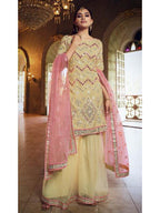 Myra Beige Heavy Embroidered Gharara Suit