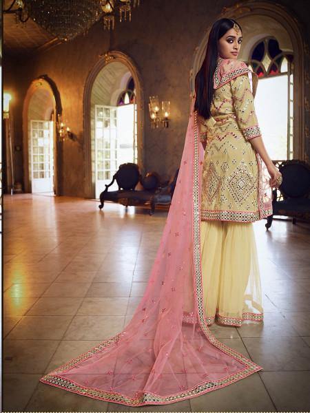 Beige Heavy Embroidered Gharara