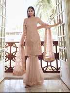 Myra Light Peach Heavy Embroidered Gharara Suit