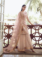 Myra Light Peach Heavy Embroidered Gharara Suit