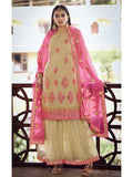 Myra Beige and Pink Heavy Embroidered Gharara Suit