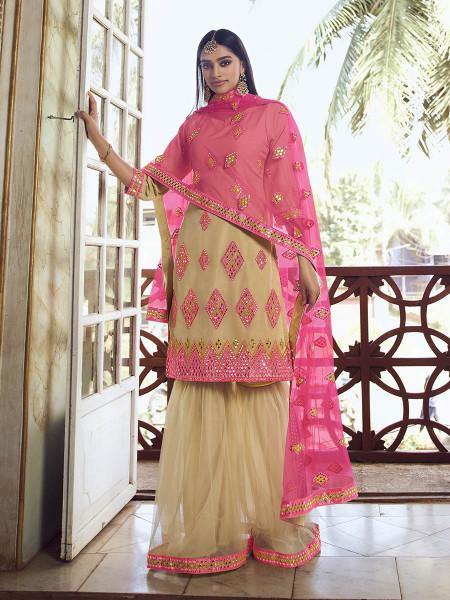 Pink Heavy Embroidered Gharara Suit