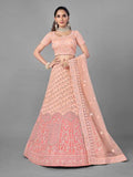 Myra Peach Heavy Embroidered Soft Net bridal Lehenga