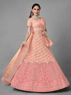 Myra Peach Heavy Embroidered Soft Net Bridal Beautiful Lehenga