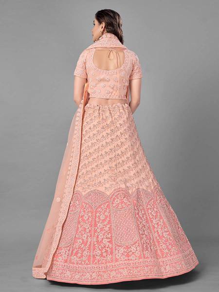 Myra Peach Heavy Embroidered Soft Net Bridal Beautiful Lehenga