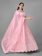Myra Traditional Pink Heavy Embroidered Soft Net Bridal Lehenga