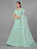 Myra Sea Green Heavy Embroidered Soft Net bridal Lehenga