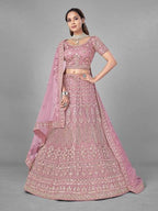 Myra Bridal Lehenga in Pink Heavy Embroidered Soft Net