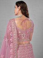 Bridal Lehenga in Pink Heavy Embroidered Soft Net