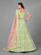 Myra Pista Heavy Embroidered Soft Net bridal Lehenga
