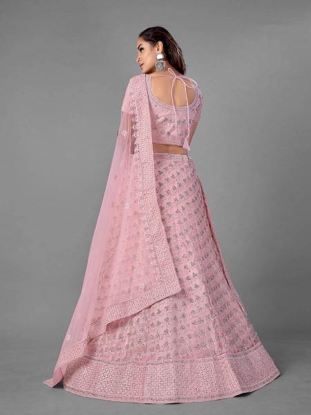 Myra Pink Heavy Embroidered Soft Net Bridal Beautiful Lehenga