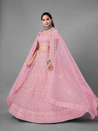 Myra Pink Heavy Embroidered Soft Net bridal Lehenga