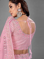 Fashion Pink Heavy Embroidered Soft Net Bridal Lehenga