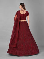 Beautiful Red Heavy Embroidered Soft Net Bridal Lehenga