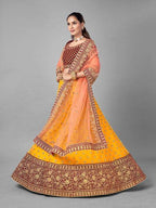 Myra Musturd Heavy Embroidered Soft Net and Velvet Bridal 