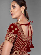 Myra Musturd Heavy Embroidered Soft Net and Velvet bridal Lehenga