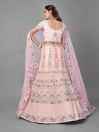 Beautiful Pink Heavy Embroidered Soft Net Bridal Lehenga