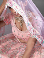Myra Beautiful Pink Heavy Embroidered Soft
