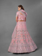 Myra Pink Heavy Embroidered Soft Net Bridal Lehenga