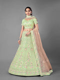Myra Bridal Lehenga in Pista Heavy Embroidered Soft Net