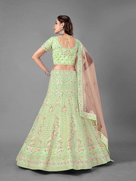 Myra Bridal Lehenga in Pista Heavy Embroidered