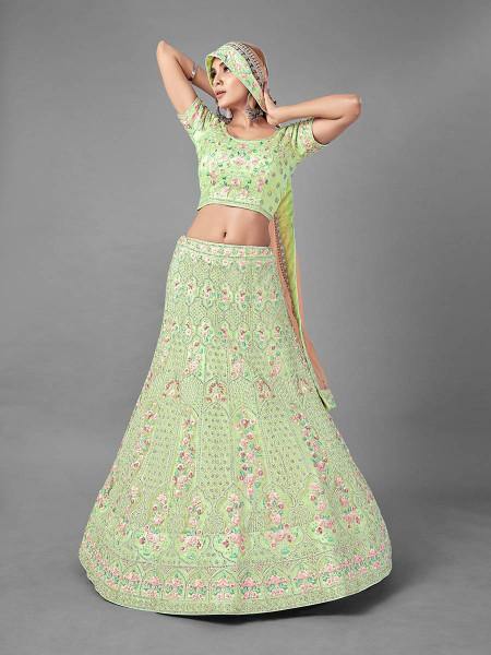 Bridal Lehenga in Pista Heavy Embroidered