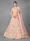 Myra Beautiful Peach Heavy Embroidered Soft Net Traditional Bridal Lehenga