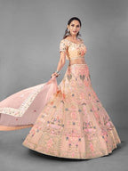 Beautiful Peach Heavy Embroidered Soft 