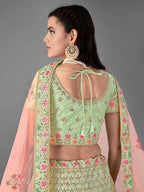 Myra Beautiful Pista Heavy Embroidered Art Silk Bridal 