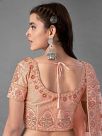 Myra Peach Heavy Embroidered Satin Bridal Lehenga