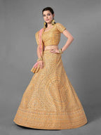 Myra Latest Yellow Heavy Embroidered Art Silk Bridal 