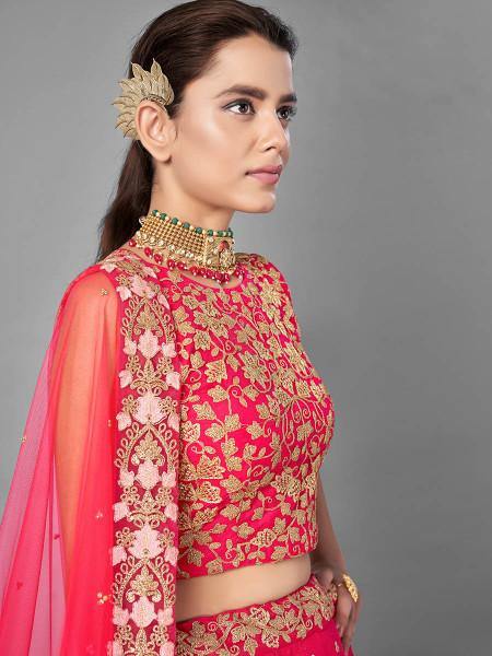 Myra Red Heavy Embroidered Soft Net bridal Lehenga