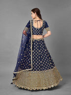 Myra Navy Blue Heavy Embroidered Art Silk Bridal 