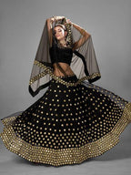Myra Black Heavy Embroidered Georggette bridal Lehenga