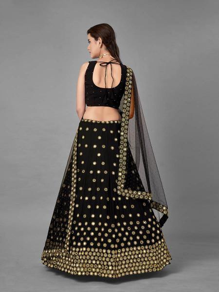 Myra Black Heavy Embroidered Georggette bridal Lehenga