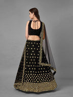 Myra Black Heavy Embroidered Georgette Bridal 
