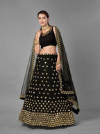 Black Heavy Embroidered Georgette Bridal 