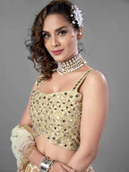 Myra White Heavy Embroidered Viscose Silk Bridal Lehenga