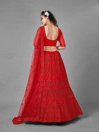 Myra Red Heavy Embroidered Art Silk Bridal Lehenga